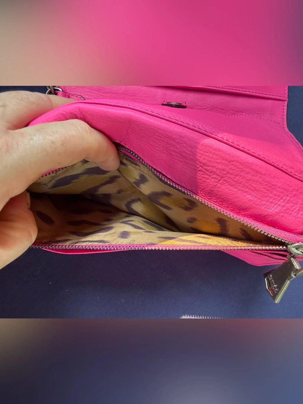 Aimee Kestenberg Hot Pink Leather Wristlet Clutch